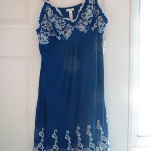 SOMA cool nights sexy comfort support NIGHT GOWN sapphire blu NWT short LARGE